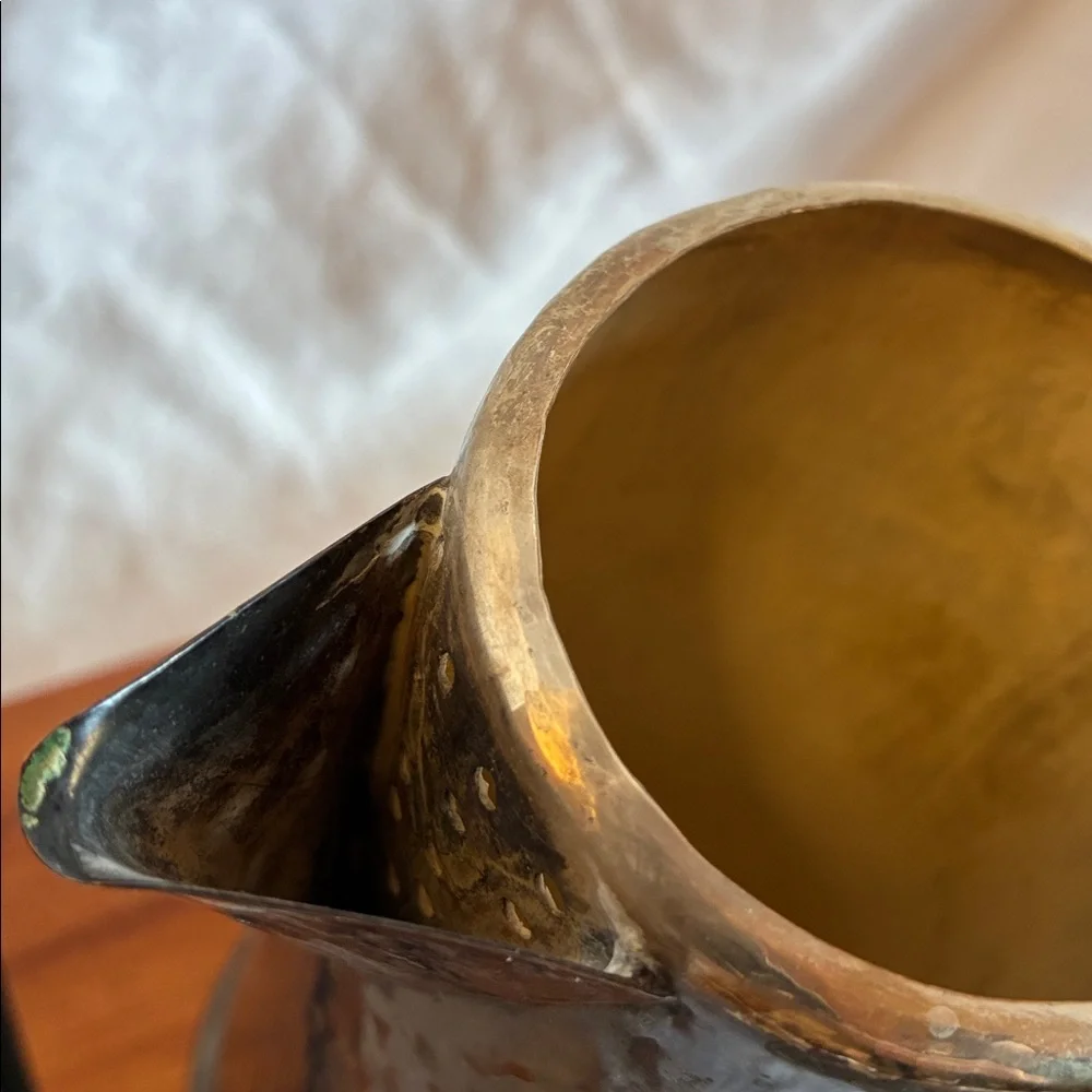 Silver-plated Coffee or Tea Pot + Teak Cheese Board hammered texture wood handle